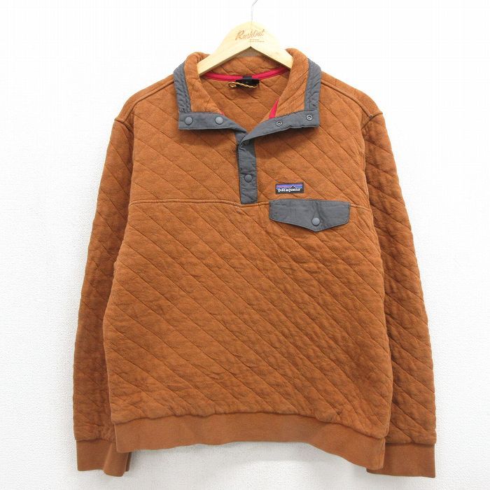 M/古着 パタゴニア patagonia 長袖 キルティング ジャケット メンズ スナップT ブラウン 26jul15