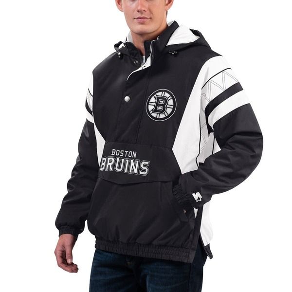 スターター メンズ アウター ジャケット・ブルゾン パーカー Menstarter x NHL Black Ice BlackWhite Boston Bruins Home Team HalfZip 38,870円