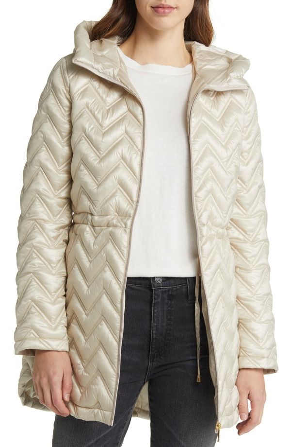ヴィアスピガ レディース アウター ジャケット・ブルゾン Via Spiga Zigzag Quilt Puffer Jacket Biscotti