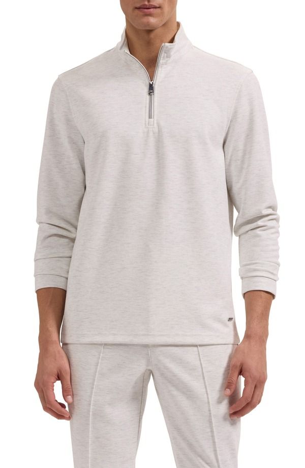 ブガッチ メンズ アウター パーカー・スウェット ハーフジップ Bugatchi Softouch Quarter Zipullover Chalk チョーク