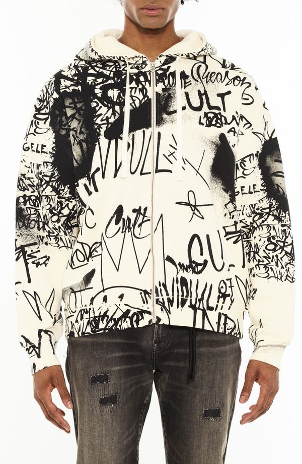 カルト オブ インディビジュアリティ メンズ アウター パーカー・スウェット グラフィック Cult of Individuality Scribbled Graphic Zip Hoodie Win