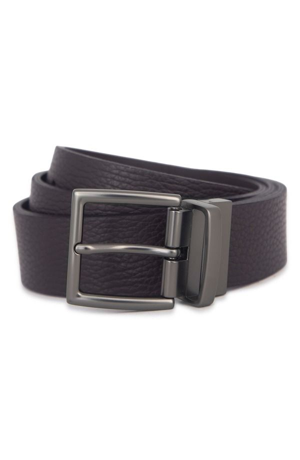 ヴィンス メンズ アクセサリー ベルト レザー Vince Pebbleather Belt Cacao Brown Matte Gunmetal ブラウン