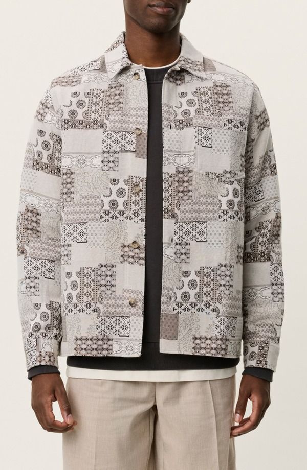 レ ドゥ メンズ アウター ジャケット・ブルゾン シャツ Les Deux Layton Patch Jacquard ButtonUp Shirt Jacket Light Sand サンド