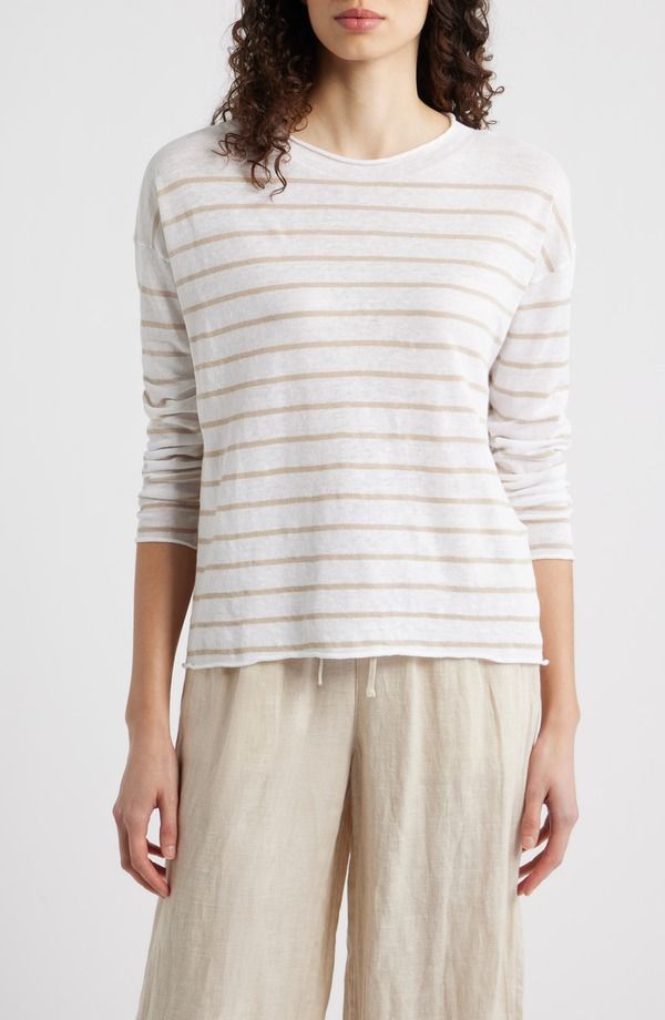 エイリーンフィッシャー レディース アウター パーカー・スウェット クルーネック セーター コットン リネン Eileen Fisher Organic Linen Organicotton Crew