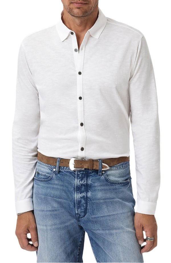 ジョンバルベイトス メンズ トップス シャツ コットン ニット John Varvatos Gareth Organicotton Knit ButtonUp Shirt White ホワイト 42,480円