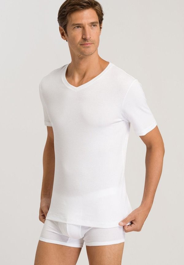 ハンロ メンズ トップス Tシャツ Vネック コットン Hanro Sea Island Cotton VNeck TShirt White ホワイト