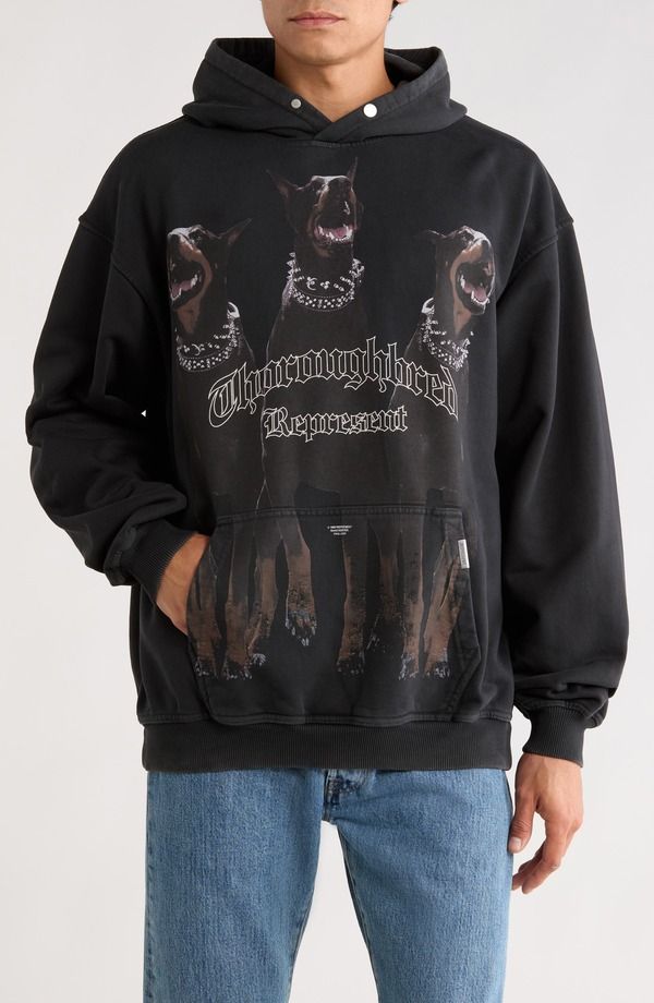 リプレゼント メンズ アウター パーカー・スウェット コットン グラフィック Representhoroughbred Oversize Cotton Graphic Hoodie Vintage B