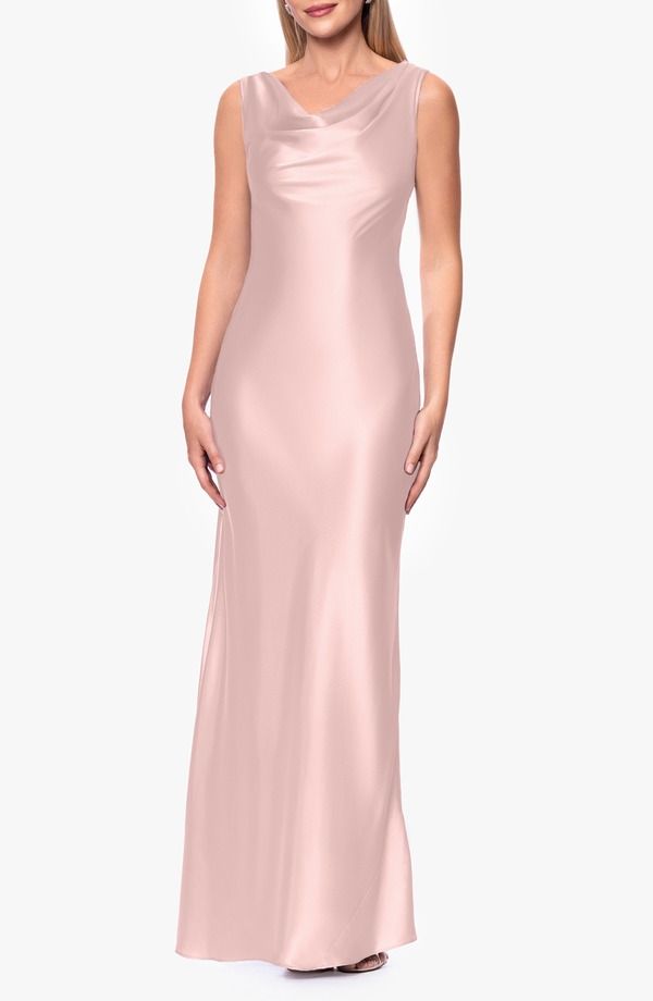 ベッツィアンドアダム レディース トップス ワンピース オープンバック サテン Betsy Adam Open Back Satin Charmeuse Gown Blush ブラッシュ