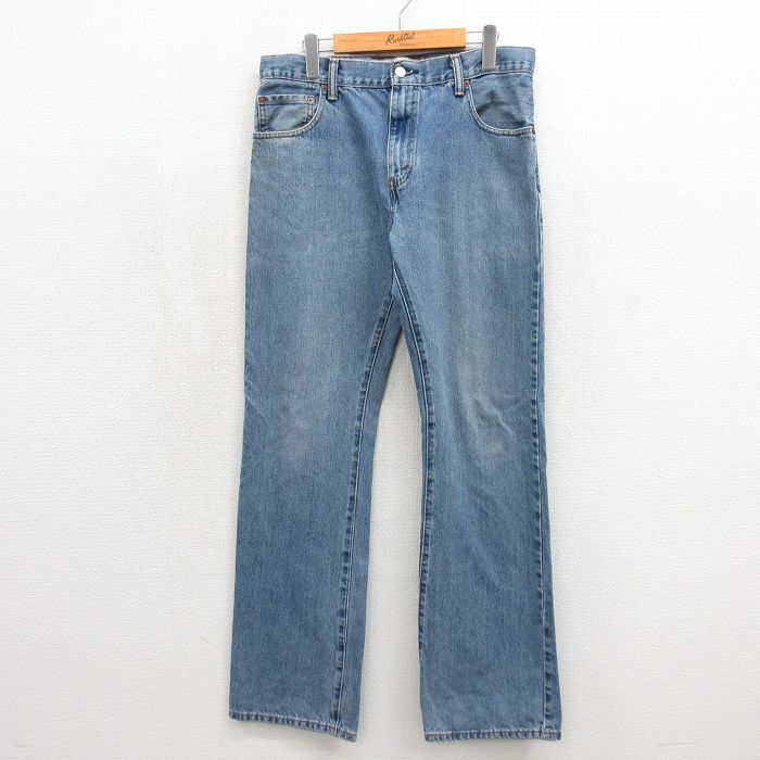 W33/古着 ジーンズ Levis リーバイス 517 メンズ ブーツカット コットン ネイビー デニム 26jul15