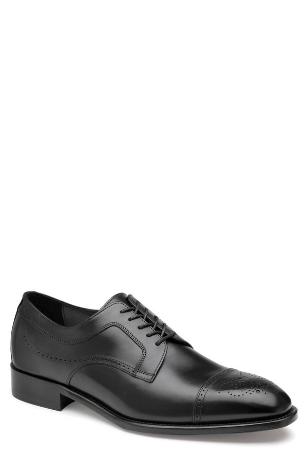 ジョンストンアンドマーフィー メンズ シューズ ダービー Johnston Murphy Ellsworth Medallion Toe Derby Black Italian Calfskin ブラ