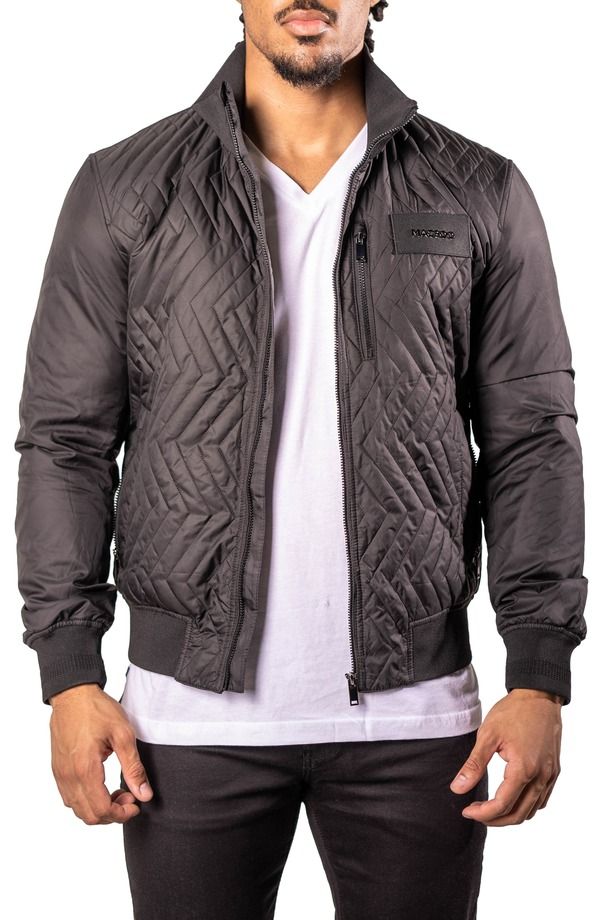 マセオ メンズ アウター ジャケット・ブルゾン キルティング Maceoo Puffycomb Quilted Bomber Jacket Black ブラック
