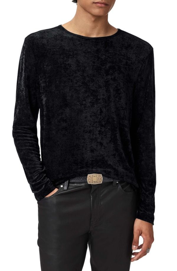 ジョンバルベイトス メンズ トップス Tシャツ ベルベット John Varvatosandro Long Sleevelvetop Black ブラック