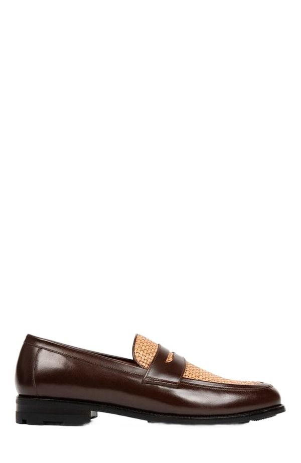 アンソニー ヴィア メンズ シューズ ローファー Anthony Veer Mercer Penny Loafer Maple Brown Leather Woven ブラウン