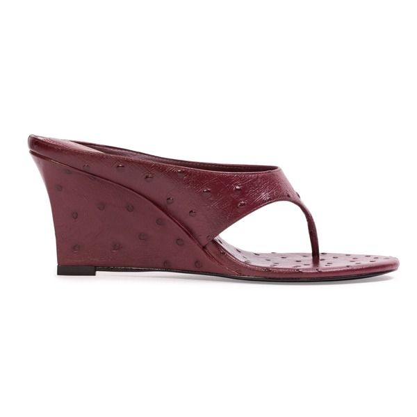 ブラックスエードスタジオ レディース シューズ サンダル BLACK SUEDE STUDIO Mac 70 Wedge Ruby Ostrich Leather ルビー