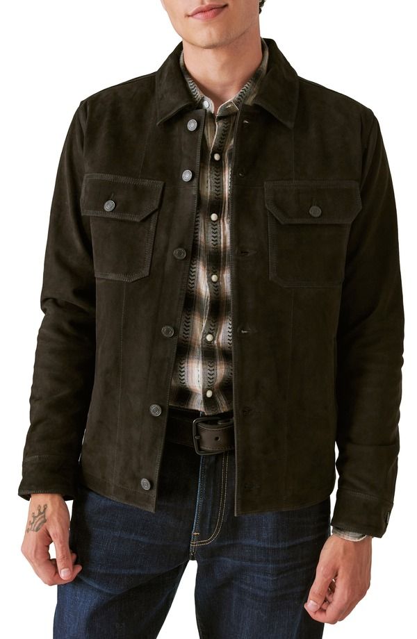 ラッキーブランド メンズ アウター ジャケット・ブルゾン シャツ スエード Lucky Brand Suede Military Shirt Jacket Black ブラック 82,940円