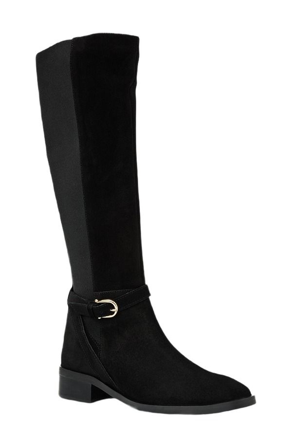 アクアタリア レディース シューズ ブーツ・レインブーツ Aquatalia Claudette Wateresistant Knee High Boot Black Suede ブラック 109,400円
