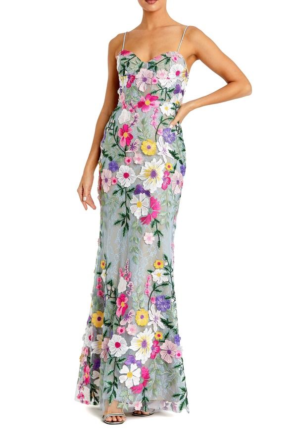 マックダガル レディース トップス ワンピース フラワー柄 ノースリーブ 刺繍 フラワー Mac Duggal Floral Embroidered Sleeveless Bustier Gown S