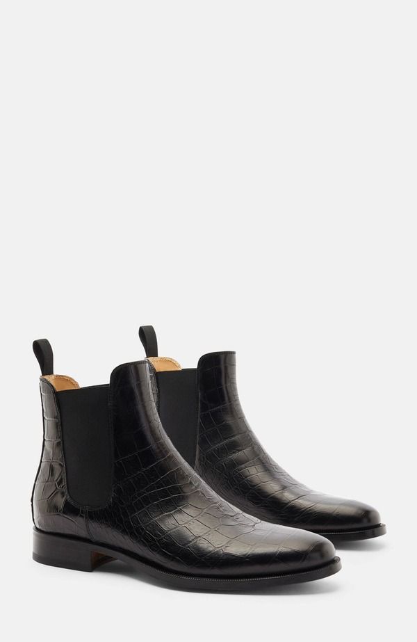 スカロッソ メンズ シューズ ブーツ・レインブーツ チェルシーブーツ チェルシー SCAROSSO Giancarlo Chelsea Boots Black CrocoPrinted Calf ブラ