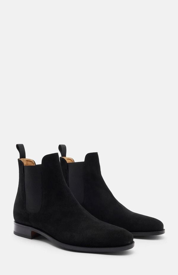 スカロッソ メンズ シューズ ブーツ・レインブーツ チェルシーブーツ チェルシー SCAROSSO Giancarlo Chelsea Boots Black Suede ブラック