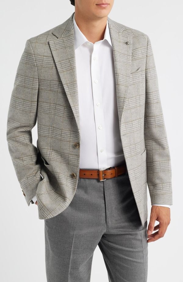 ジャックビクター メンズ アウター ジャケット・ブルゾン ウール コート ニット Jack Victor Hampton Tan Glen Checknit Wool Sport Coat Grey