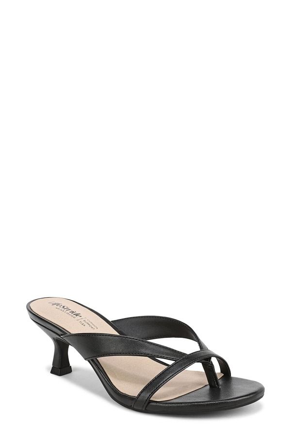ライフストライド レディース シューズ ヒール LifeStride Navine Kitten Heel Flip Flop Black ブラック