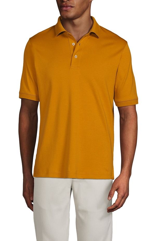 ランズエンド メンズ トップス ポロシャツ コットン Lands End Short Sleeve Cotton Supima Polo Shirt Vintage Amber アンバー