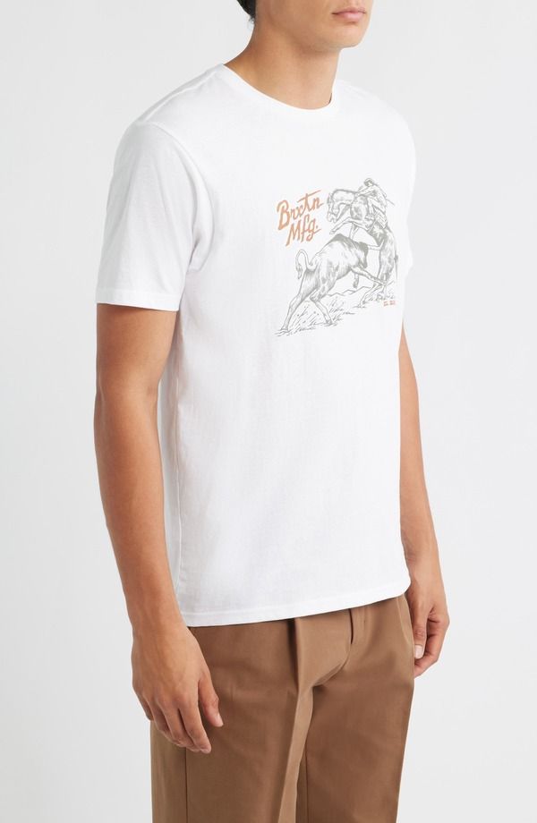 ブリクストン メンズ トップス Tシャツ コットン グラフィック Brixton Wellston Tailored Fit Cotton Graphic TShirt White ホワイト