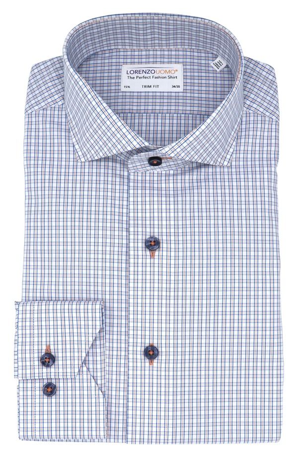 ロレンゾウオモ メンズ トップス シャツ オックスフォード Lorenzo Uomo Trim Fit Check Oxford Cloth Dresshirt White Orange Blue ホ 26,520円