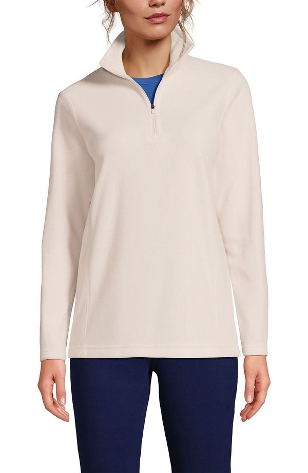 ランズエンド レディース アウター パーカー・スウェット ハーフジップ フリース Lands End Anyweather Fleece Quarter Zipullover Ivory Latte