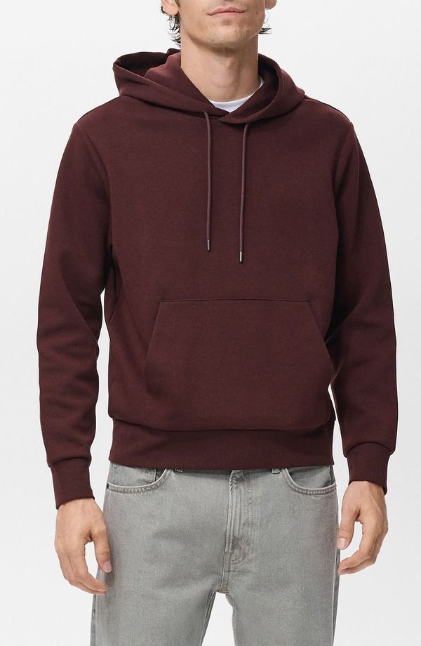 マンゴ メンズ アウター パーカー・スウェット レギュラーフィット MANGO Regular Fit Hoodie Wine ワイン