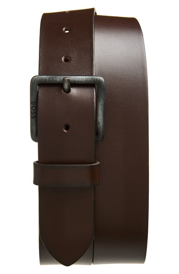 ボス メンズ アクセサリー ベルト レザー BOSS Jeeko Leather Belt Dark Brown ブラウン