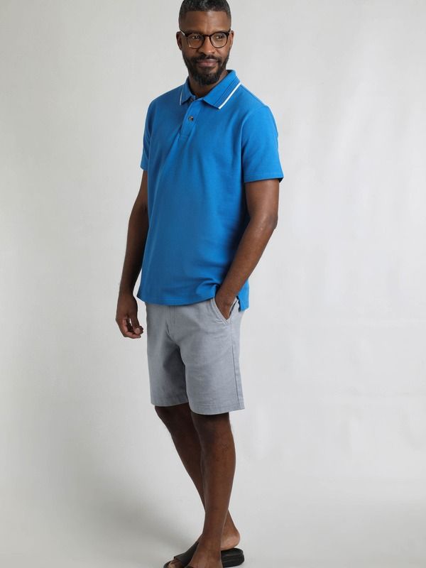 ウィアードフィッシュ メンズ トップス ポロシャツ Weird Fish Powell Textured Polo Shirt Blue Sapphire ブルー