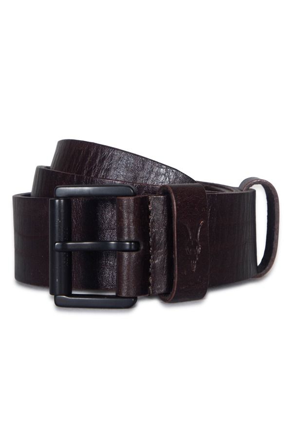 オールセインツ メンズ アクセサリー ベルト レザー AllSaints Distressed Milled Leather Belt Bitter Brown ブラウン