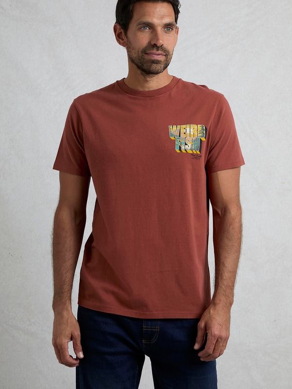 ウィアードフィッシュ メンズ トップス Tシャツ プリント グラフィック Weird Fish Wild Life Back Print Graphic TShirt Paprika