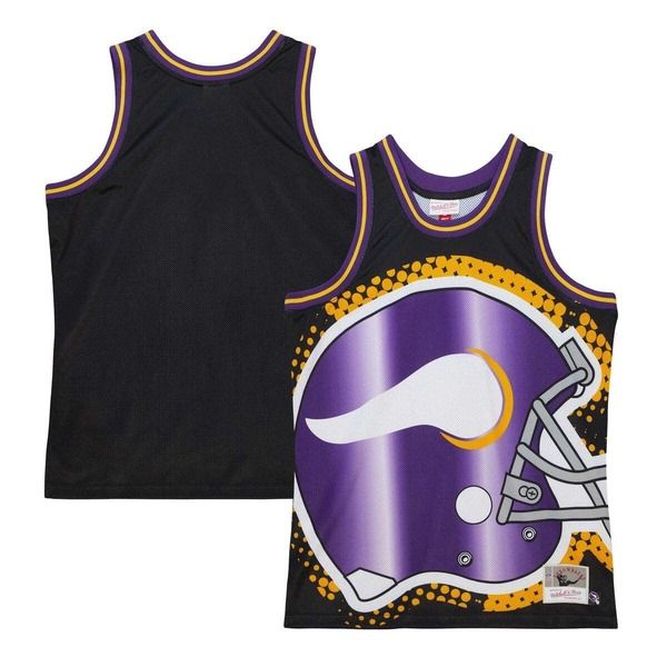 ミッチェルネス メンズ トップス シャツ Mens Mitchell Ness Black Minnesota Vikings Big Face 70 Fashion Tank Top Black ブ