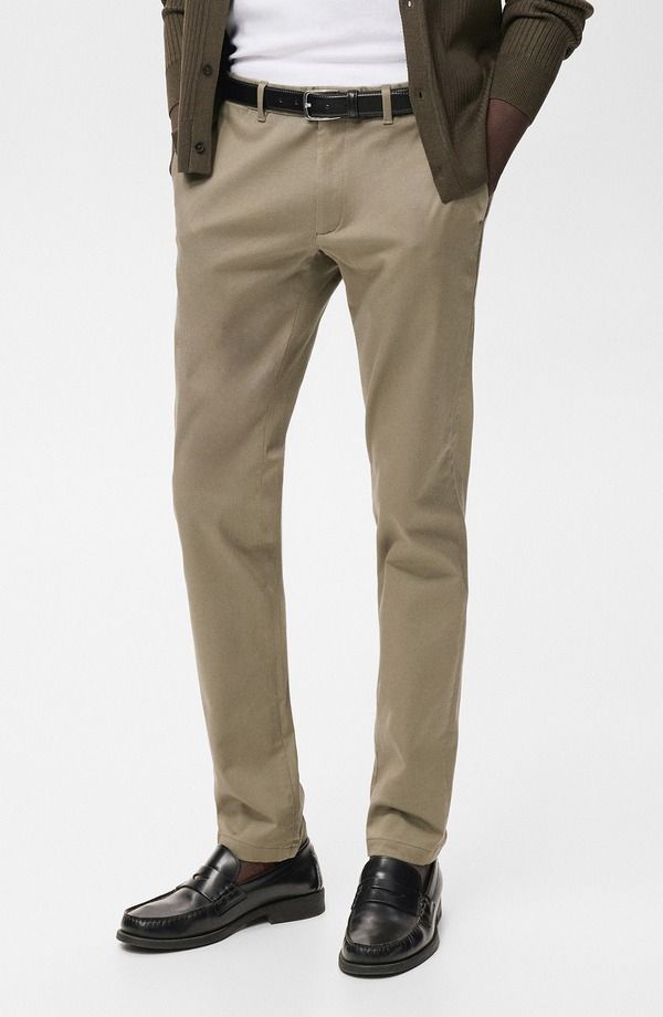 マンゴ メンズ ボトムス カジュアルパンツ スリムフィット MANGO Barna Slim Fit Stretch Twill Chino Pants Mink Grey グレー 19,511円