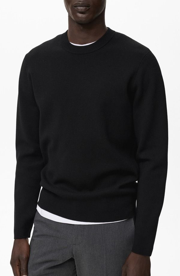 マンゴ メンズ アウター パーカー・スウェット レギュラーフィット クルーネック セーター MANGO Regular Fit Crewneck Sweater Black ブラック