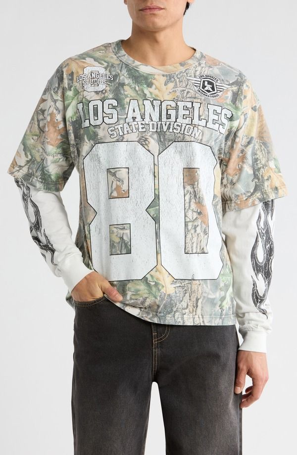 パクサン メンズ トップス Tシャツ コットン グラフィック PacSun Division 80 Layered Cotton Graphic TShirt Camouflage 7,884円