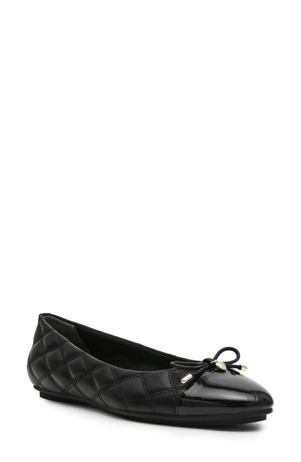アンクライン レディース シューズ パンプス キャップ Anne Klein Luci Cap Toe Ballet Flat Black ブラック
