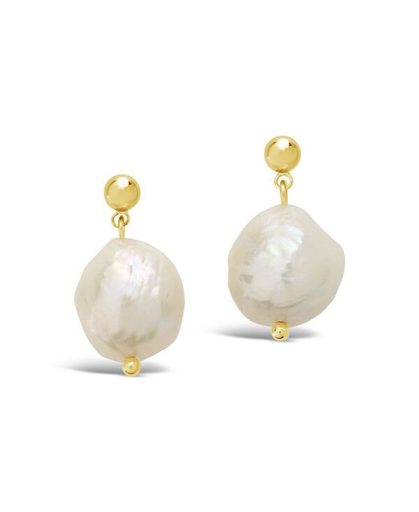 【送料無料】 スターリングフォーエバー レディース ピアス・イヤリング アクセサリー Womens Large Baroque Pearl Drop Stud Earrings 14K Gold Pl