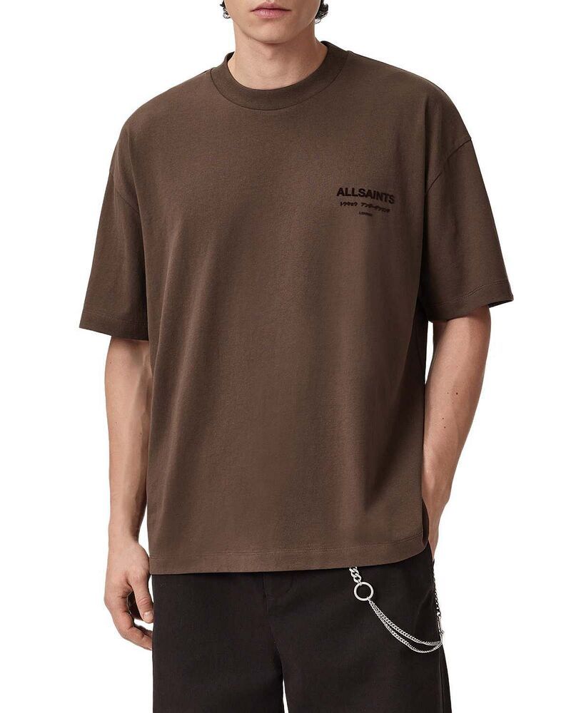 オールセインツ メンズ トップス Tシャツ ロゴ ALLSAINTS Oversized Xander Logo Tee Bitter Brown ブラウン 23,944円