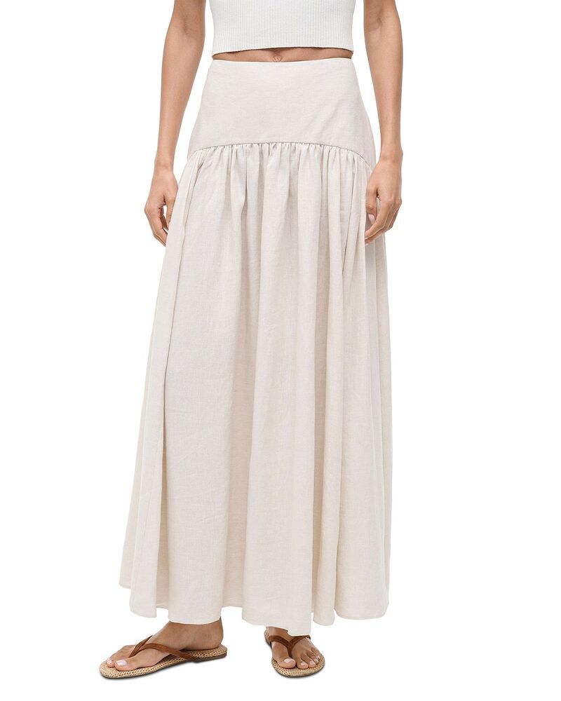 スタウド レディース ボトムスカート リネン STAUD Procida Linen Skirt Natural