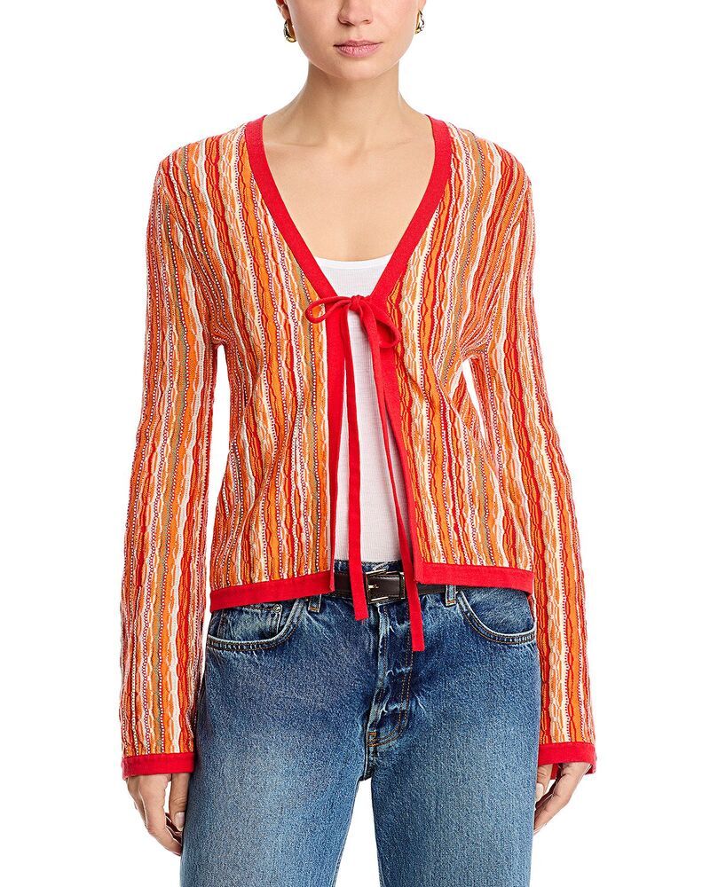 レイミー ブルック レディース アウター カーディガン Ramy Brook Daniela Cardigan Crimson Combo Stripe クリムゾン
