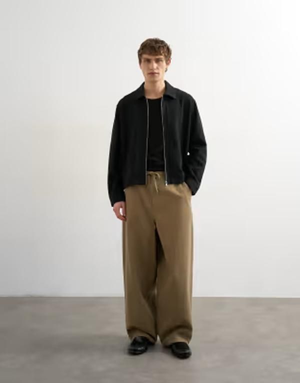 トップマン メンズ ボトムス カジュアルパンツ Topman baggy fit herringbone pants Khaki カーキ
