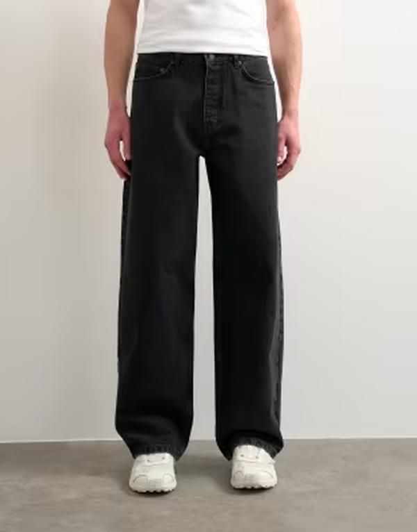 トップマン メンズ ボトムス デニムパンツ Topman rigid baggy jean in washed BLACK ブラック 18,446円