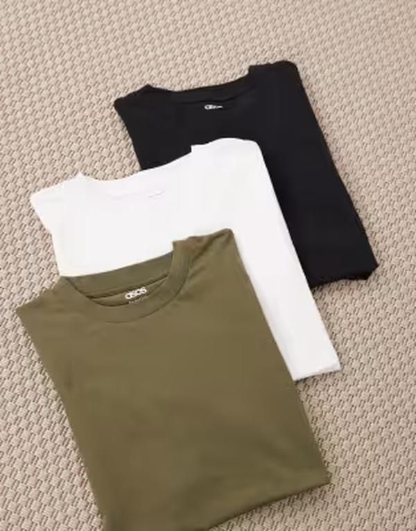 エイソス メンズ トップス Tシャツ ASOS DESIGN Essentials 3pack oversized Tshirts in multi Blackwhitekhaki ホワイト