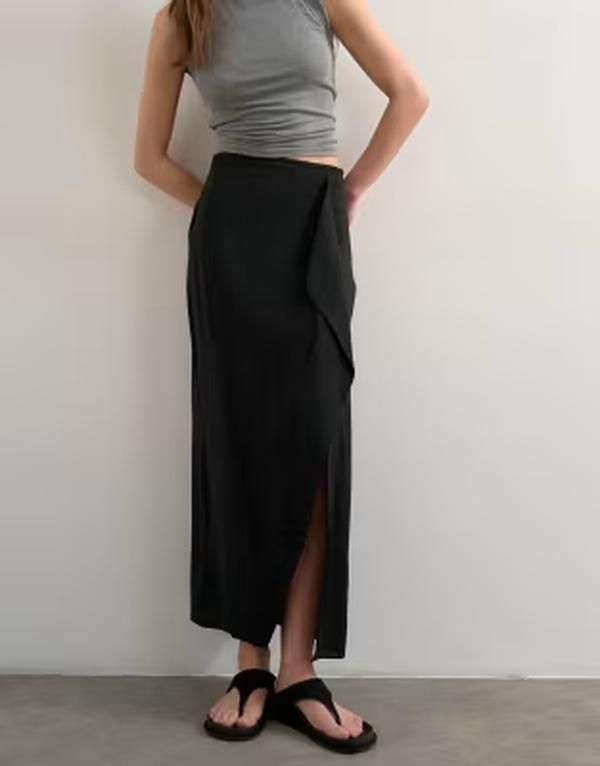 トップショップ レディース ボトムスカート Topshop sarong wrap midaxi skirt Black ブラック 17,381円