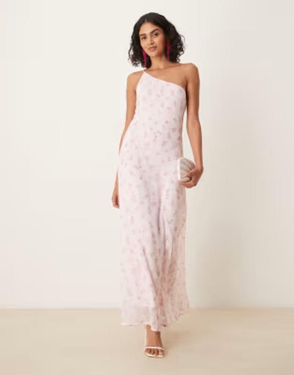 ヴィラ レディース トップス ワンピース フラワー柄 マキシ フラワー Vila one shoulder maxi dress delicate floral AOPPINK FLOWERSPINK