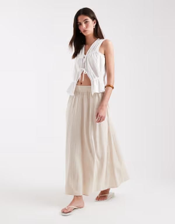 オンリー レディース ボトムスカート リネン ONLY linen look midaxi skirt Silver Lining シルバー 13,110円