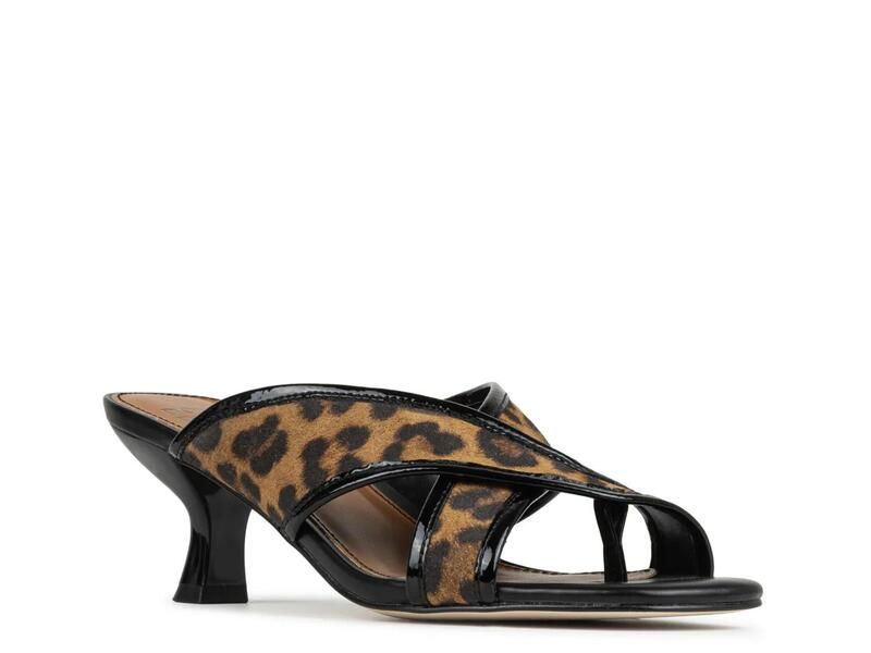 ドナルドプリネール レディース シューズ サンダル Donald PlinerKaysha Sandal TanBlack Leopard Print Suede ブラック